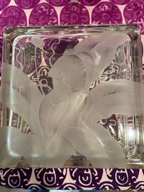 Antique Hawaiian etched glass block
